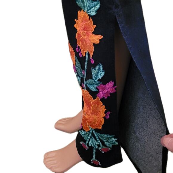 Adam Selman High Waisted Applique Open Seam Wide Leg Jeans size 4 - Picture 4 of 16